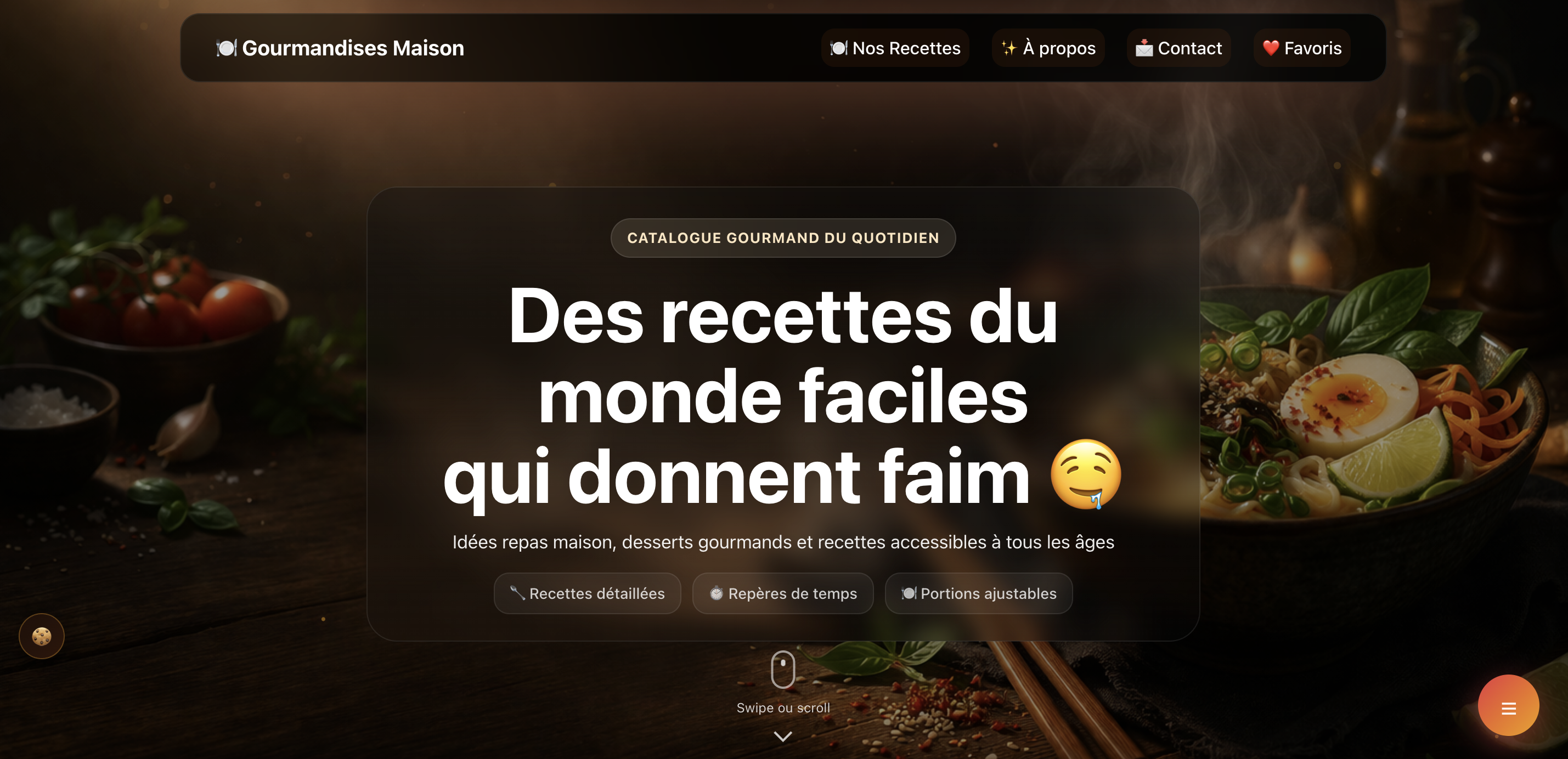 Page d'accueil du site Gourmandises Maison